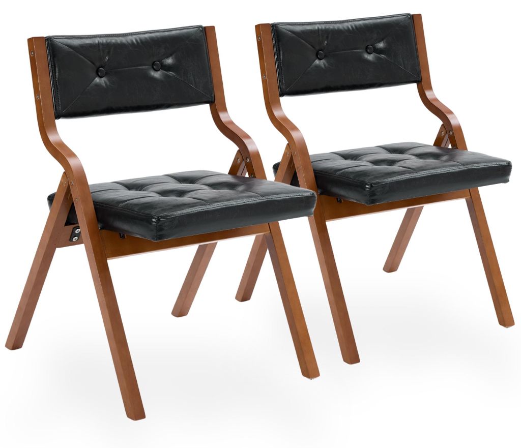 Set van 2 opklapbare eetkamerstoelen bekleed met kunstleer, Productafbeelding 