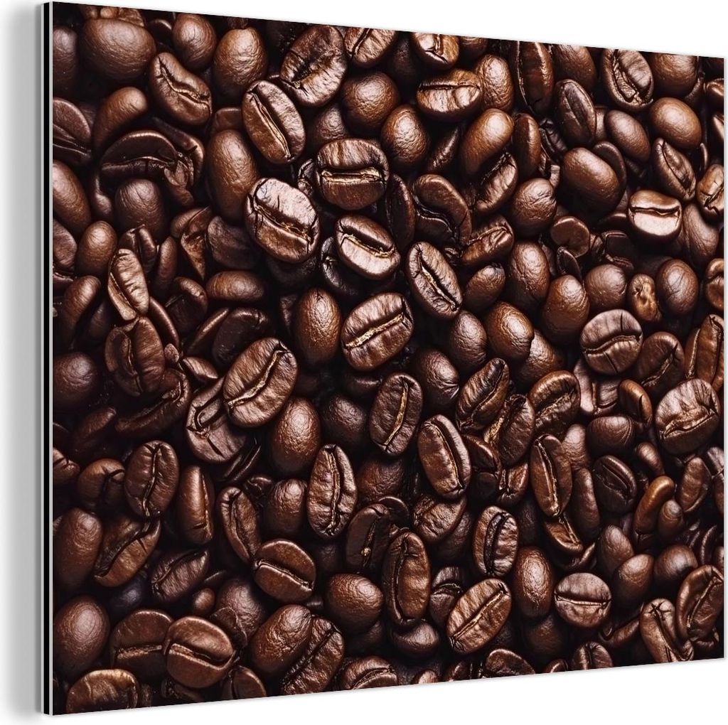 MuchoWow Wanddekoration Metall Metallbild Wandkunst 80x60 cm Bohnen - Nahaufnahme - Dunkelbraun MuchoWow Aluminium Gemälde - Alubild