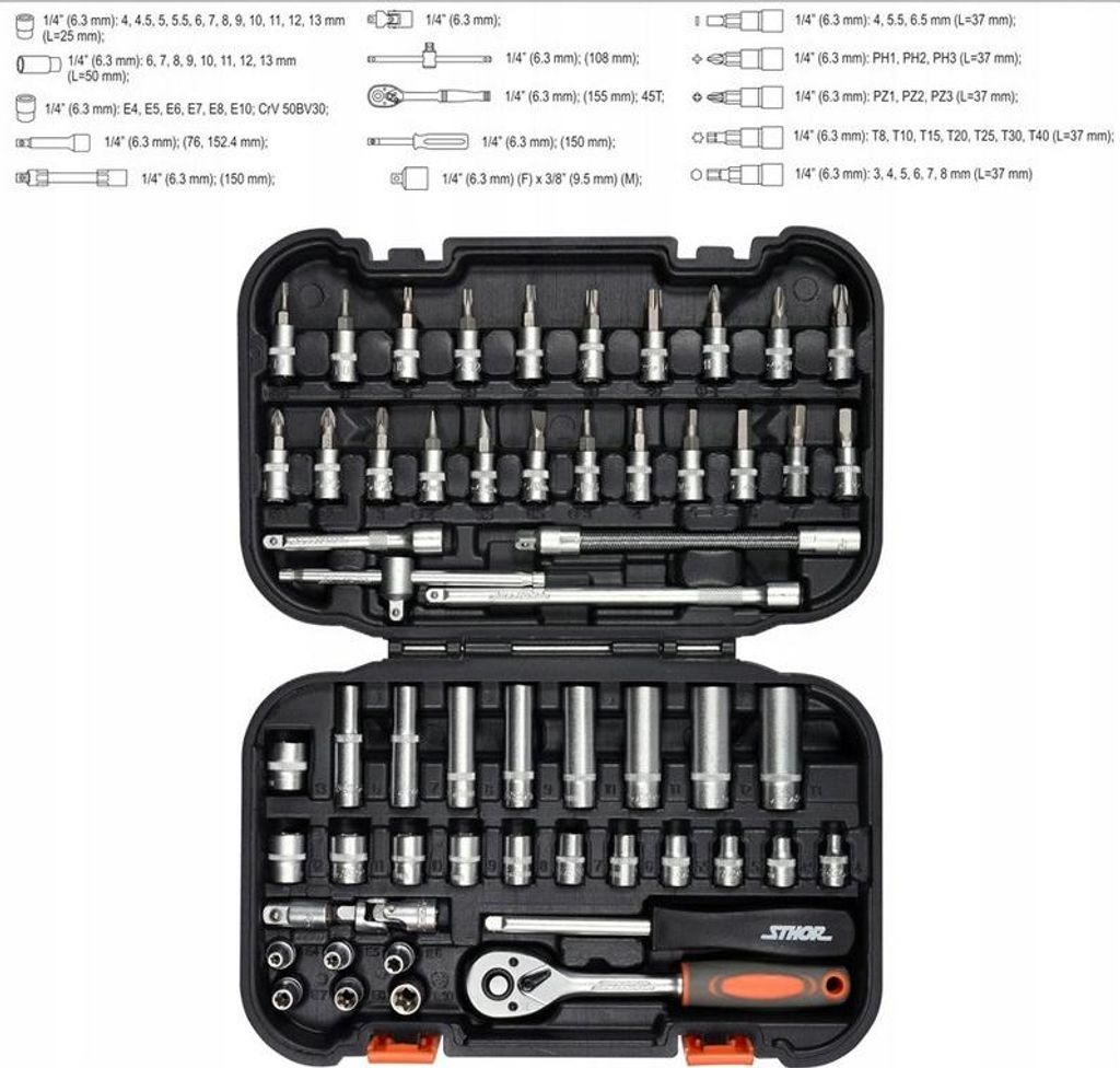 Sada klíčů STHOR 1/4" 56 ks 58643 Obrázek produktu 
