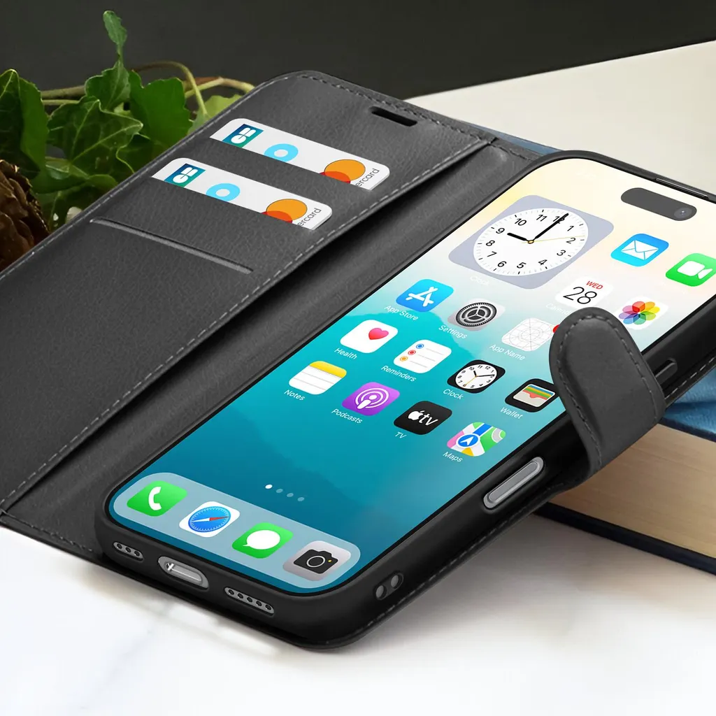 Zanaé, custodia a portafoglio per iPhone 17 Pro con patta magnetica, nero - 3