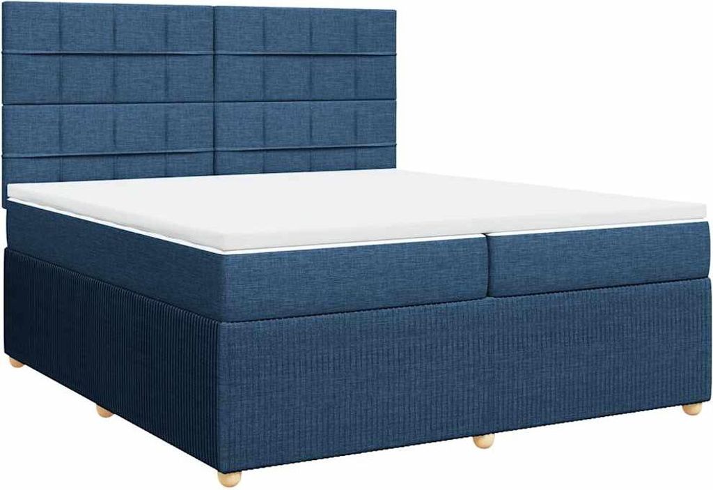 Boxspringbett mit Matratze Blau 200x200 cm Stoff