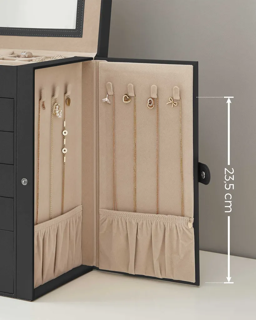 Boîte à bijoux JBC152B01 - Coffret de rangement noir pour bagues - 4
