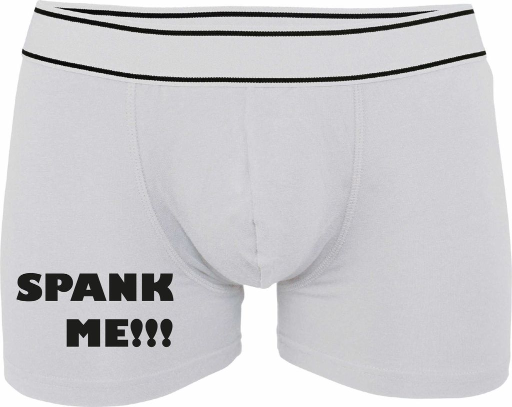 Boxershorts - Mann - Boxer-0016-man-white-v-M - weiß - M - vorn - SPANK ME!!! - lustiges Motiv - Spruch - Unterwäsche - Unterhose - Freizeit - lu...