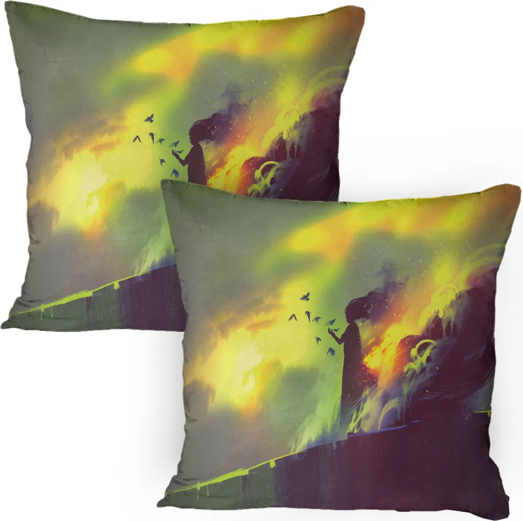 Federe 80x80 Fiamme Magiche - Set 2 Pezzi Abakuhaus Alta Qualità