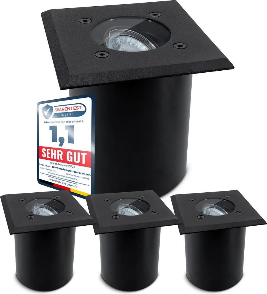 Luminaire encastré au sol extérieur IP67 noir mat JUAVI GU10 - Lot de 4