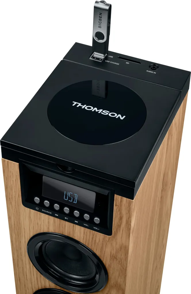 Système de son Thomson DS122CD Naturel-Noir : Enceinte Colonne Bluetooth