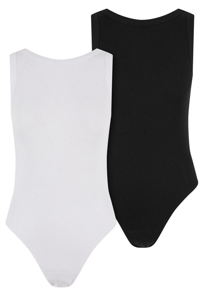 Urban Classics - Bodysuit für Damen(2er-Pack) TN681 (3XL) (Weiß/Schwarz)