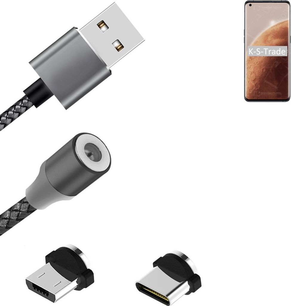 K-S-Trade Hochwertiges Magnet-Lade-kabel Sync-Kabel Daten-Kabel für Oppo Find X3 Pro Mars Eploration Edition mit USB-Typ-C-Anschluss und