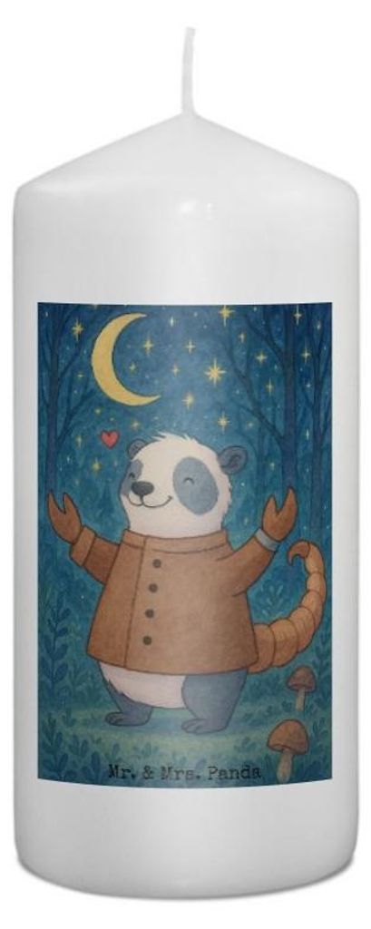 Mr. & Mrs. Panda Kerze Skorpion Astrologie Design 15 x 7 cm - Weiß - Geschenk, Wachskerze, Erinnerungskerze, Stumpenkerze, Tierkreiszeichen, Stern...