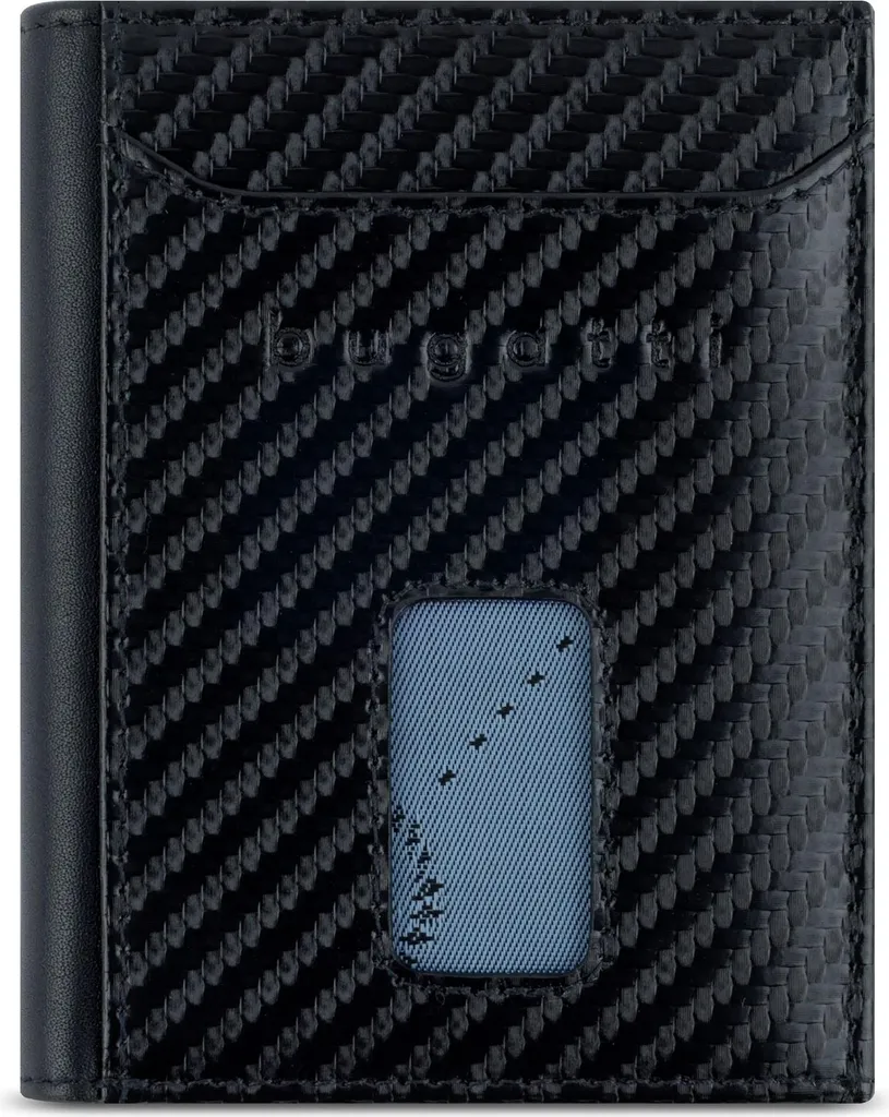 Bugatti Mini Wallet Nero Secure Slim Special Zip - Portafoglio Slim RFID