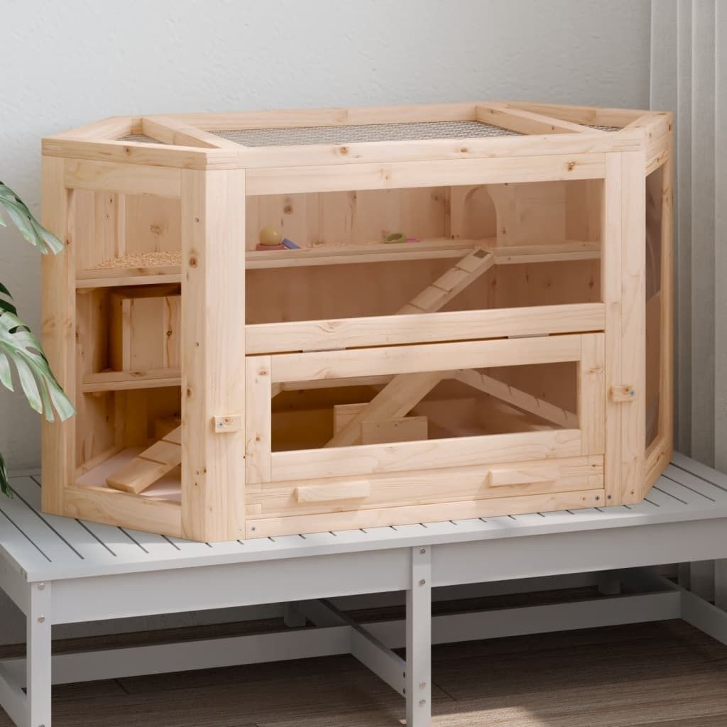 Möbel Hamsterkäfig 80x40x43 cm Massivholz Tanne - Kleintier-Ställe CLORIS4769723