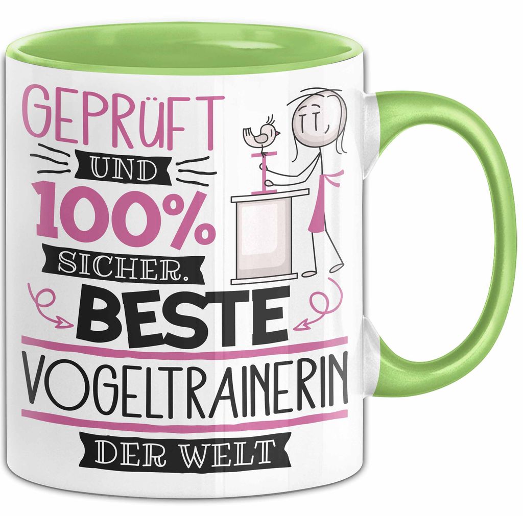 Beste Vogeltrainerin Der Welt Tasse Geschenk für Eine Vogeltrainerin Und Sicher Geschenkidee Geburtstag Weihnachten (Grün)