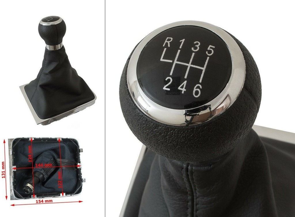 Schaltknauf Schaltmanschette Naht Schwarz Chrom 6-Gang für Produktbild 
