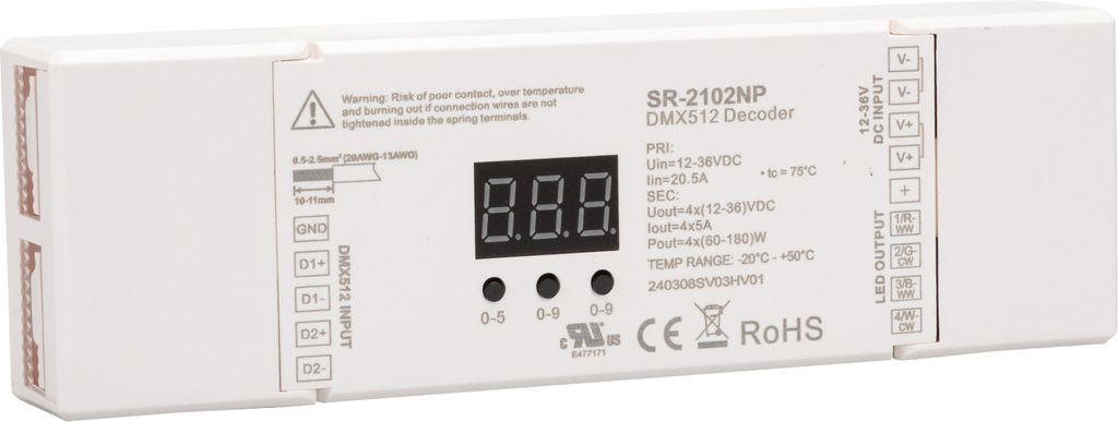 CONNEX DMX512 Decoder 12-36V DC bis 4CH 5A SR-2102NP