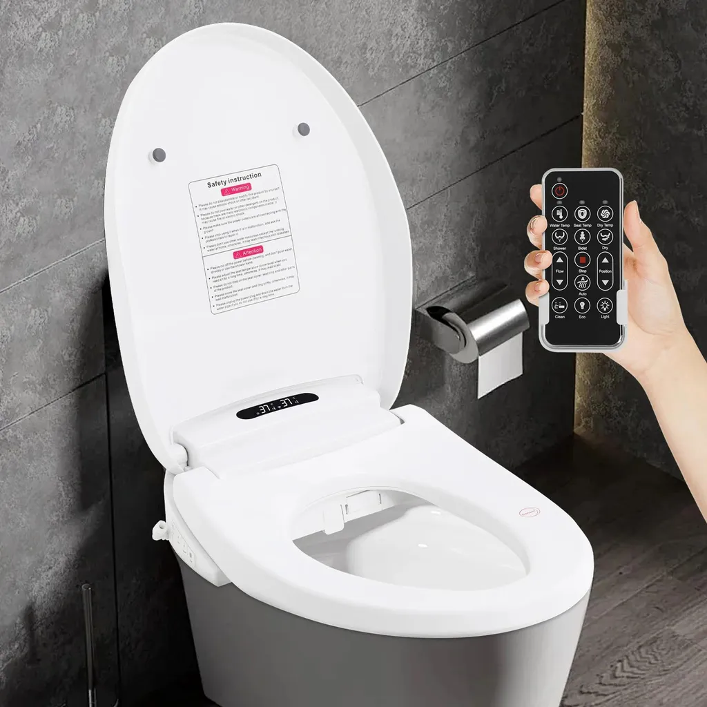 Siège de WC Bidet Électrique Allongé - Chauffant avec Télécommande Blanc - 3
