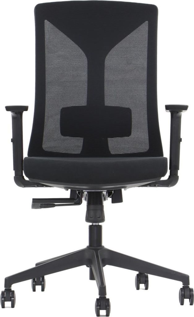 Ergonomischer Bürodrehstuhl HAGER, Nylongestell, verstellbare Armlehnen, Schwarz, Netzrückenlehne