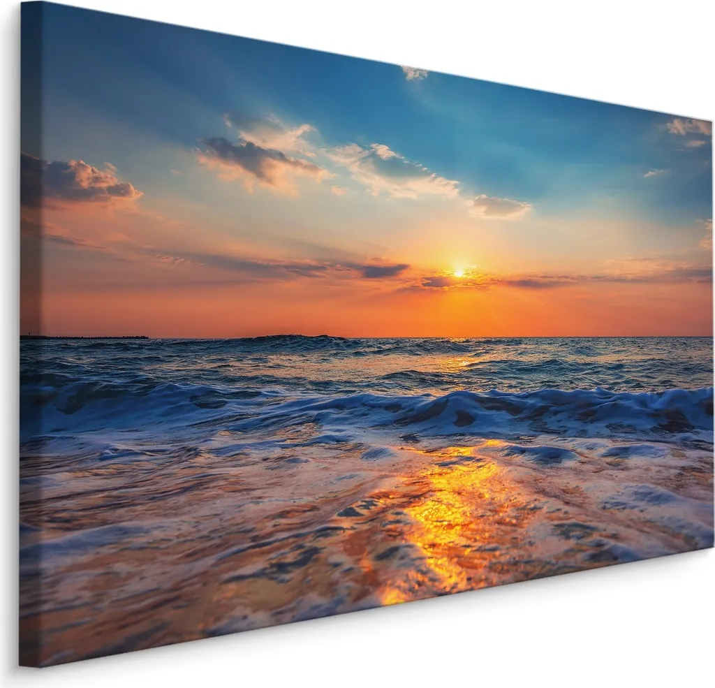 Favolosa Tela Mare 120x80 cm - Stampa Onde e Tramonto Cielo Sera XXL
