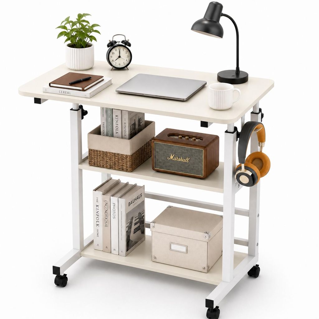 Mobiler Betttisch mit Rollen Höhenverstellbar 60 × 40 × Produktbild 