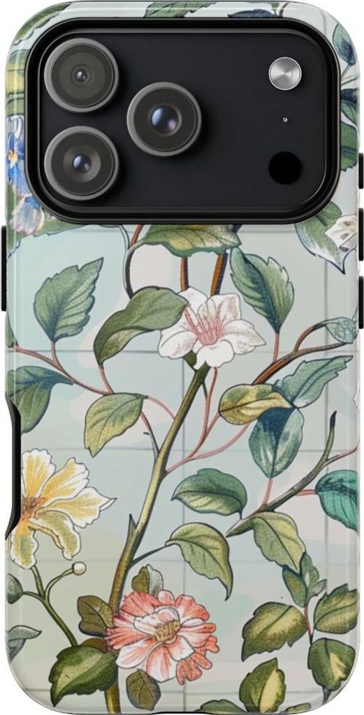 Vintage-Blumenmuster mit Schmetterlingen – Hülle Kompatibel mit iPhone 17 Pro