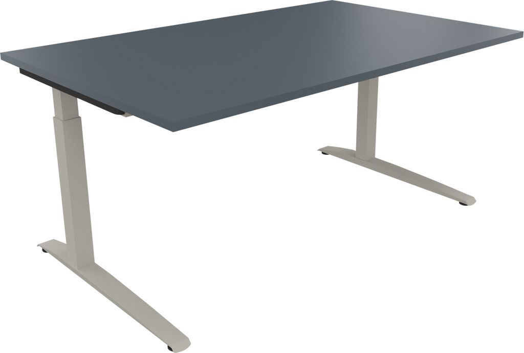 Schreibtisch Kufe Einzels. Quadrat B1600xT1000xH650-850 si/Lavagrau
