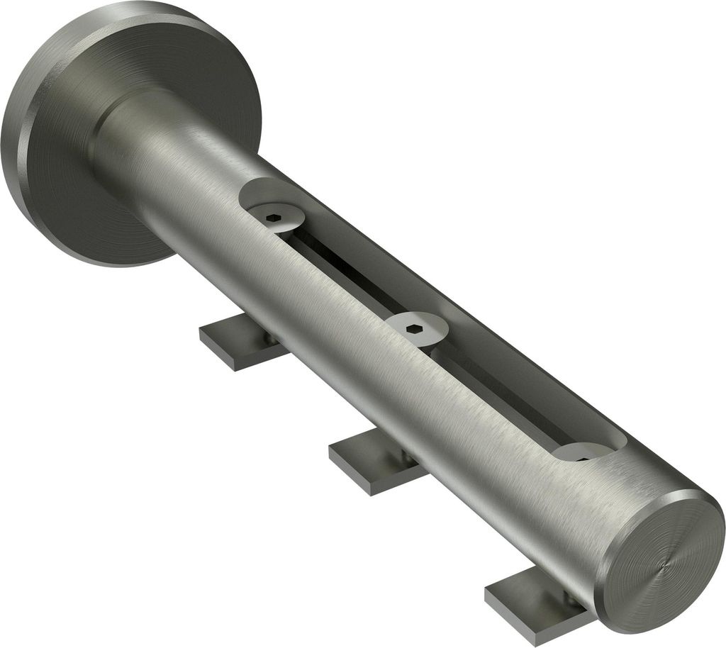Interdeco Träger mit Abstand 4,5-11,5 cm / Wandhalterung für Gardinenstangen 20 mm Ø, 1-/2-/3-läufig Edelstahl-Optik, Typ Siteno