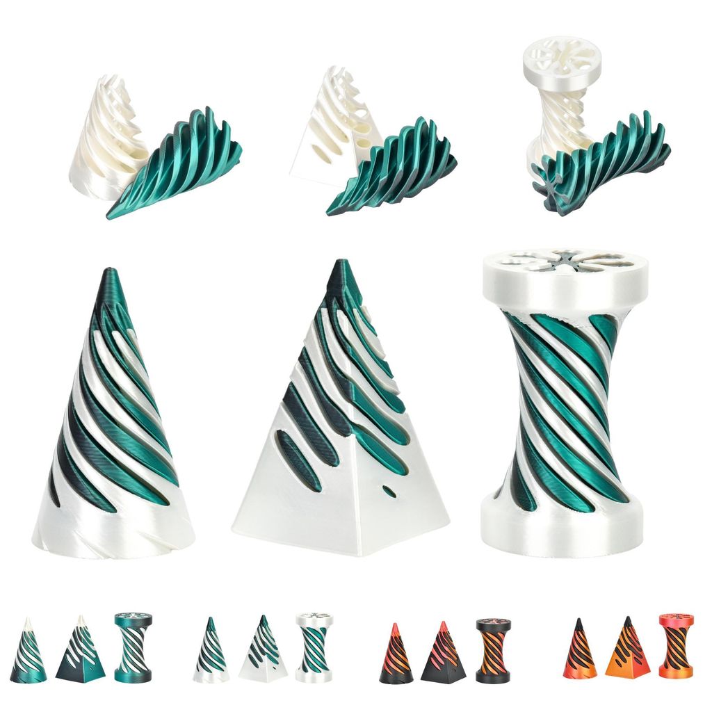Lot de 3 Fidget Spiral | Base blanche, intérieur noir et Image du produit 