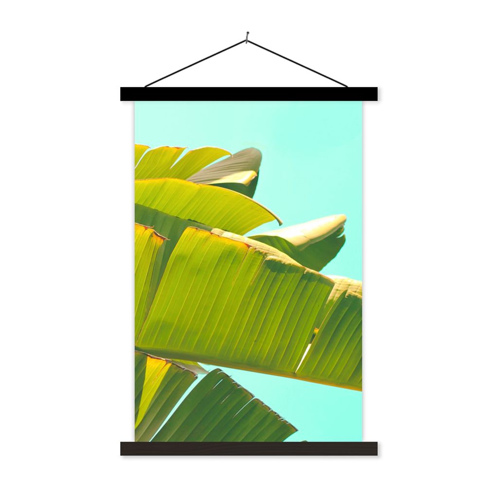 MuchoWow Textilposter Bananenblatt - Blätter - Tropisch - Sommer 40x60 cm mit schwarzem Rahmen - Wanddekorationen