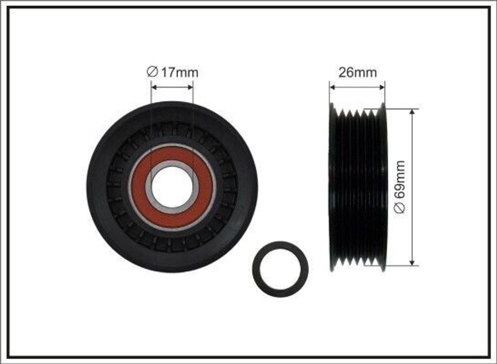 CAFFARO 84-91 Umlenkrolle Keilrippenriemen 69mm für OPEL Vectra C Caravan (Z02) Vectra C Limousine (Z02) Signum CC (Z03) Vectra C CC (Z02) für FORD