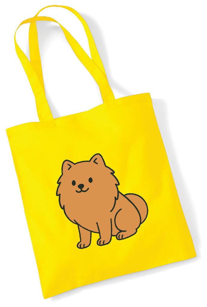 Huuraa Jutebeutel Zwergspitz Comic Pomeranian 10 Liter Yellow Baumwolle Tasche Geschenkidee