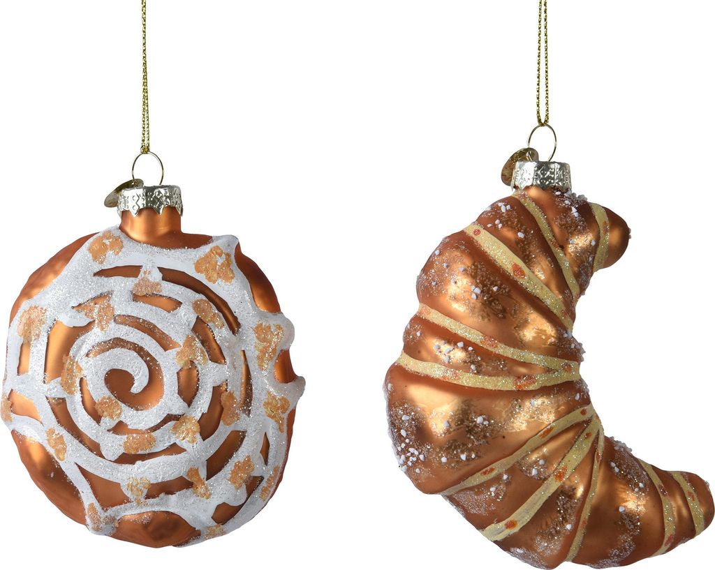 Christbaumschmuck Glas 11cm Süßgebäck Figur 1 Stück sort. Braun