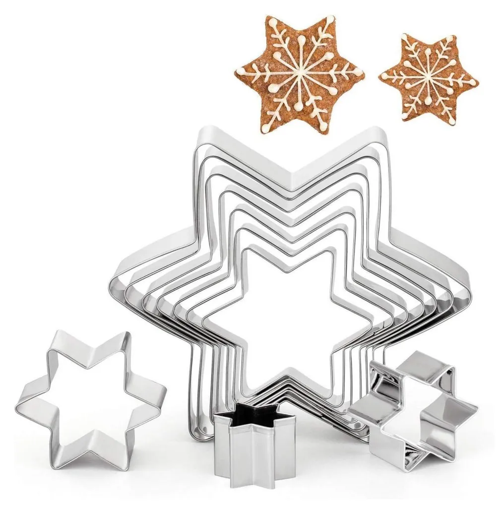 Set 10 Pezzi Taglierine Stella Acciaio Inox per Biscotti Natale Professionali