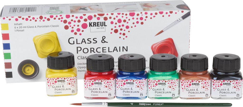 KREUL 16600 Porseleinverf "Porcelain brillant", creatieve Productafbeelding 