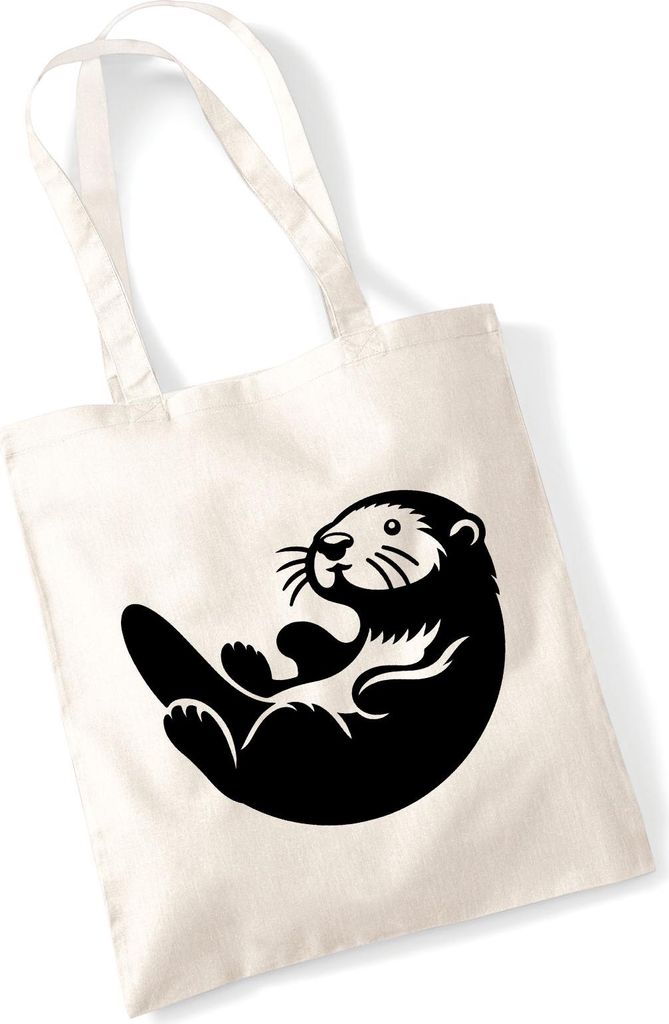 Huuraa Jutebeutel Otter Silhouette 10 Liter Natural Baumwolle Tasche Geschenkidee