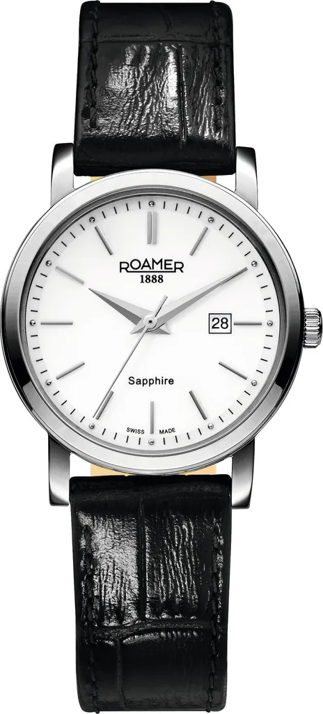 Roamer Classic Line 709844 41 25 07 Montre Femme Acier et Cuir Blanc