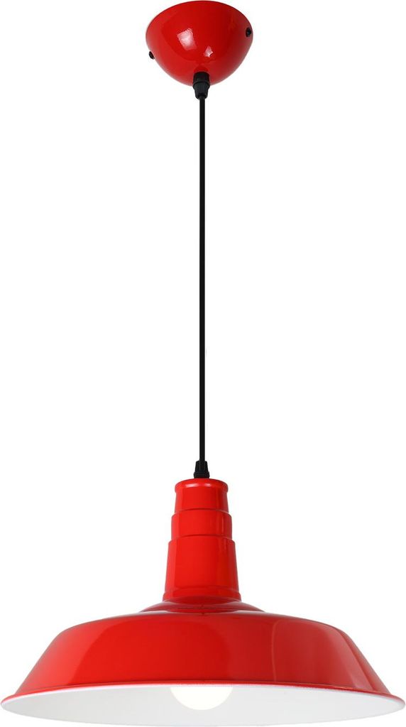 Plafonnier rouge de style industriel, diamètre 36 cm, métal Image du produit 
