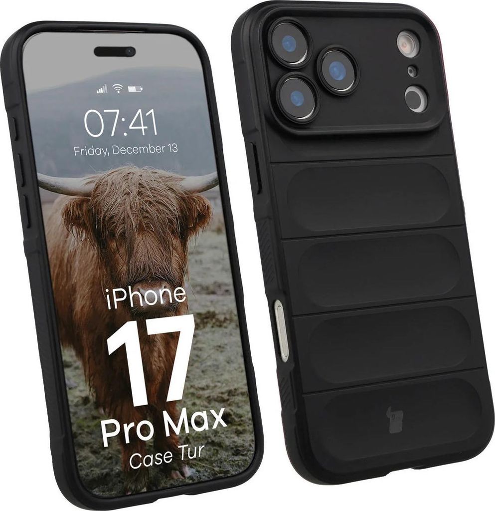 Robuste Handyhülle für iPhone 17 Pro Max, Bizon Case Tur, Schwarz