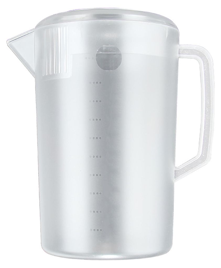 Wasserkrug, PC-Kunststoff, hohe Temperaturbeständigkeit, gefrosteter Wasserkocher, Mix-Getränkekrug mit Skala und Deckel für Limonade, Getränke...