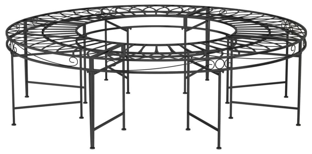 vidaXL Baumbank Rund Ø160 cm Schwarz Stahl Produktbild 