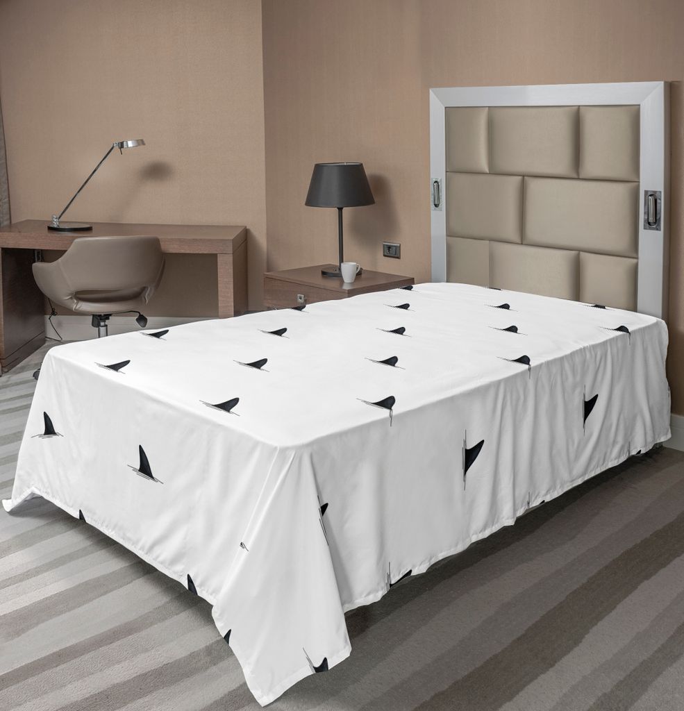 ABAKUHAUS Meerestiere Bettlaken, Muster Von Haifischflosse Speedy Fish Jagd Minimalistic Design Artwork Druck, weiches bequemes oberes Bettlaken f...