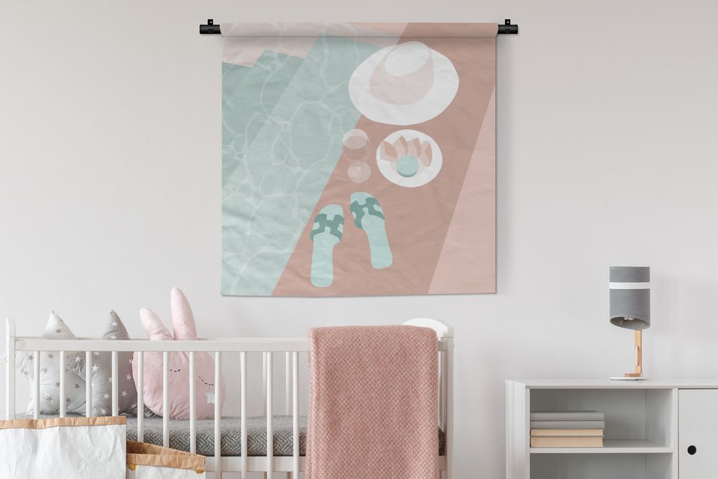 MuchoWow® Wandteppich Wandbehang Hausschuhe - Wein - Produktbild 