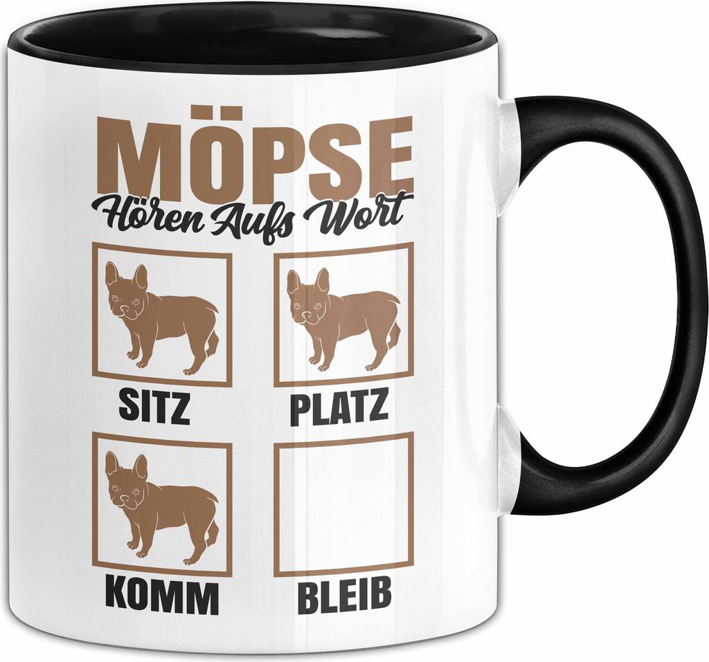 Möpse Hören Aufs Wort Tasse Geschenk Möpse Besitzer Mama Becher (Schwarz)