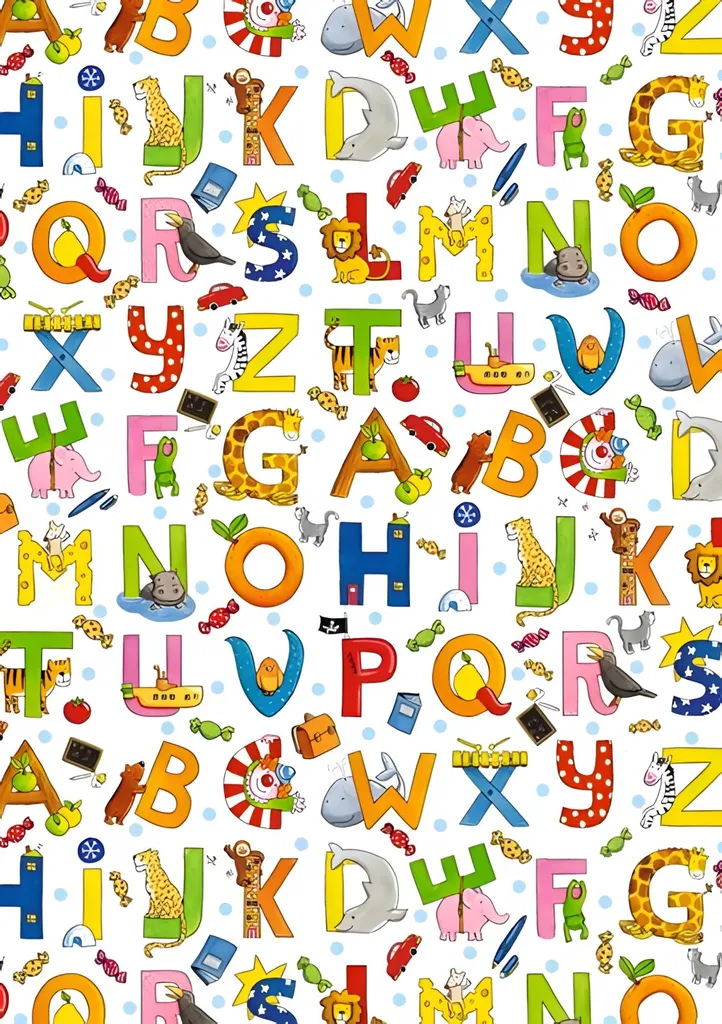 HEYDA Carton à motifs Lettres Kids Color - Format XL 50x70 cm DIY