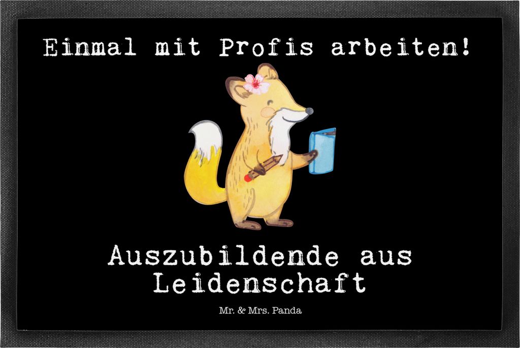Mr. & Mrs. Panda Schmutzmatte Auszubildende Leidenschaft 50 x 75 cm - Schwarz - Geschenk, Schmutzfangmatte, fußmatte, Fußabstreifer, Türmatte, F...