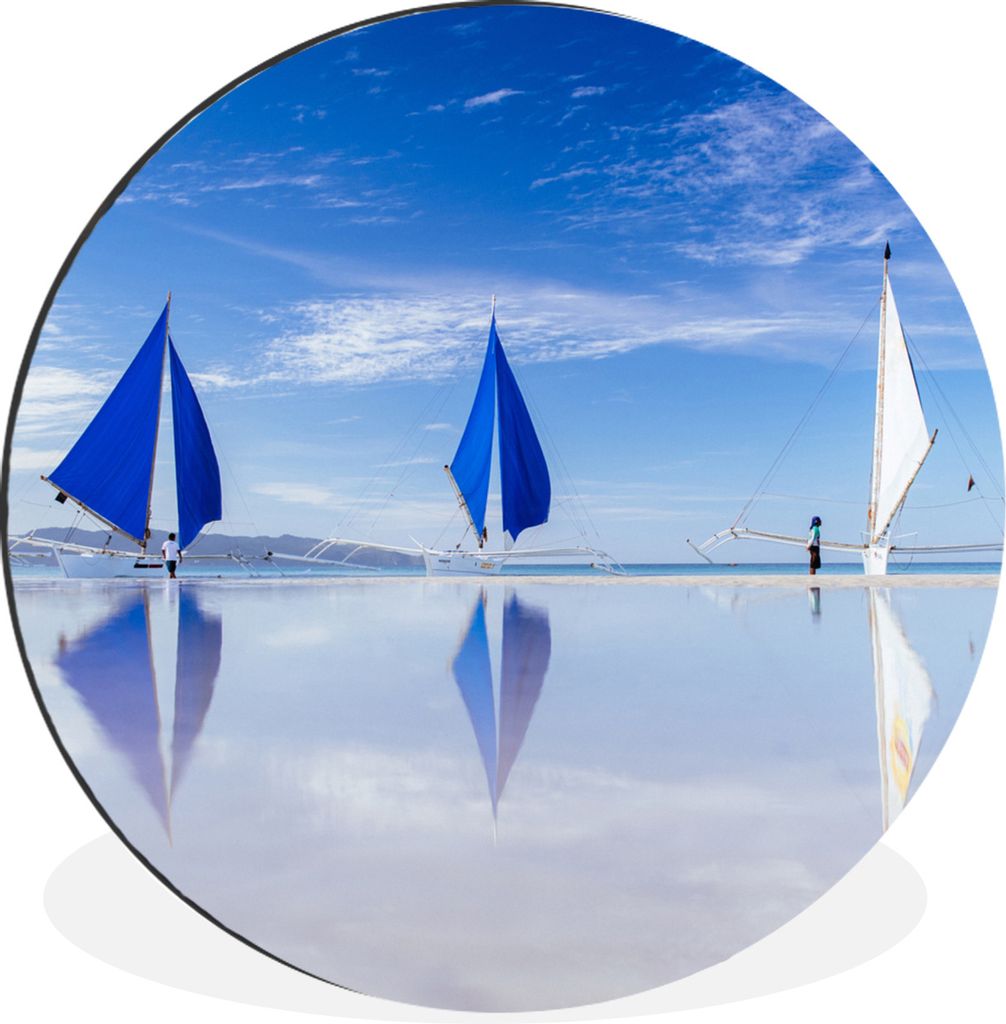 MuchoWow Aluminium Wandkreis Paraws am Strand von Boracay Ø 60 cm Wanddeko Modern Wohnzimmer - Wand Kreis - Wandbild - Schlafzimmer - Aluminium ...