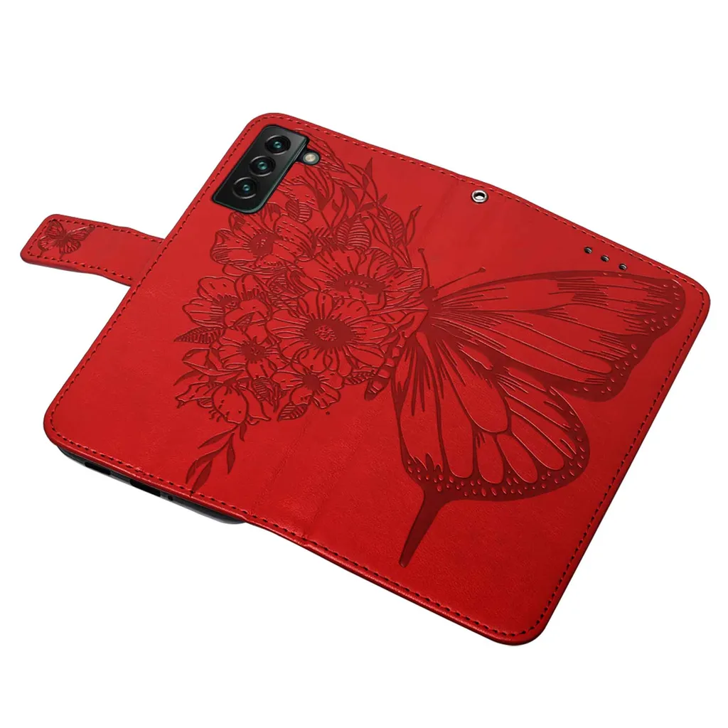 Custodia Wallet Samsung S23+ Farfalla Rosso - Stand e Slot Carte - 6