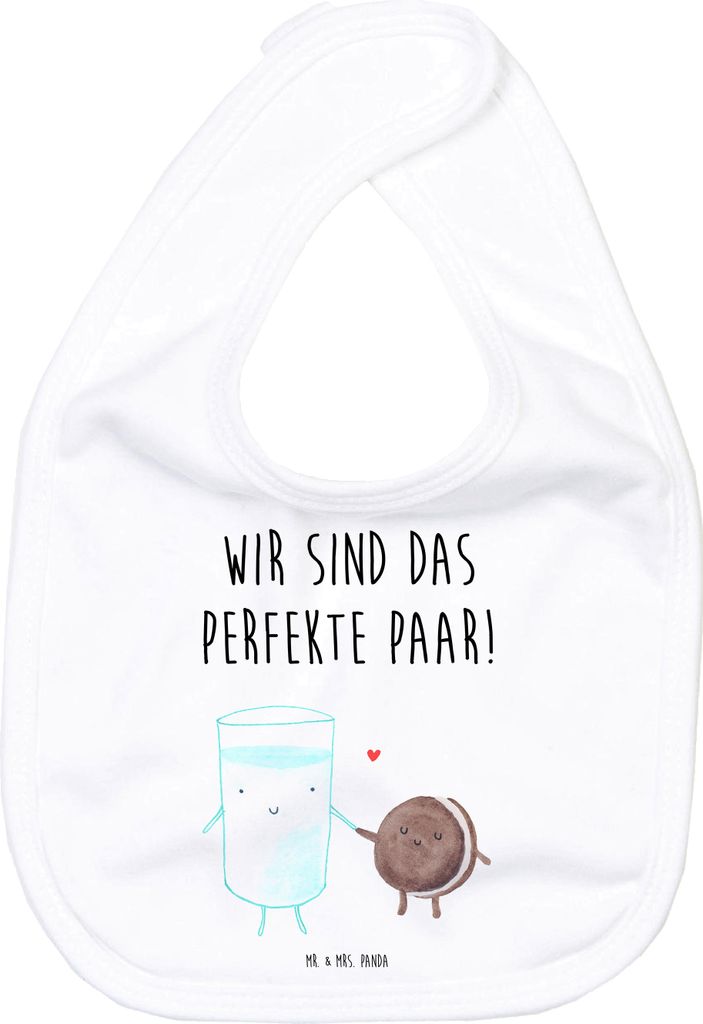 Mr. & Mrs. Panda Babylätzchen Milch Keks - Weiß - Geschenk, Cookie, Romantisch, Lätzchen Für Babys, Lustige Sprüche, Schlabberlatz, Sabberlät...