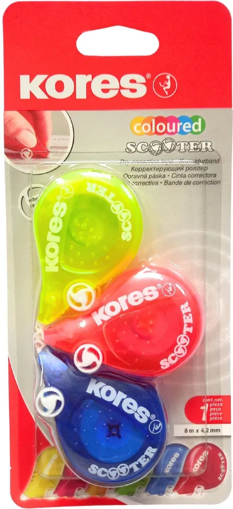 Souris de Correction Blanche Kores Scooter 8m - Pack de 3 pour le Bureau