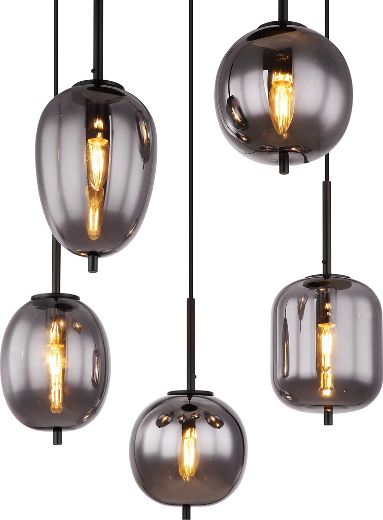Globo Lighting Hängeleuchte Metall schwarz, 6x E14 Produktbild 3