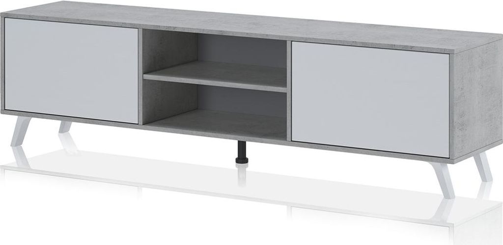 Moderner TV-Ständer aus Holz in Beton- und Lärche-Optik Brixton