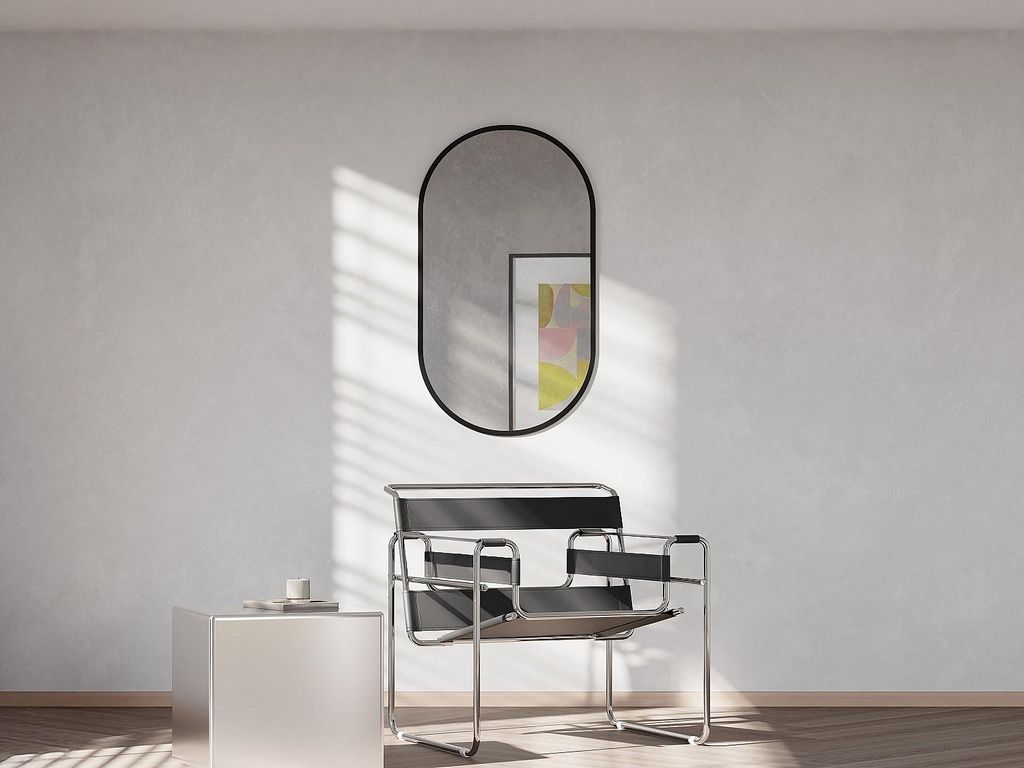 Ovaler Aluminiumspiegel - L. 40 x H. 70 cm - Schwarz - INARA